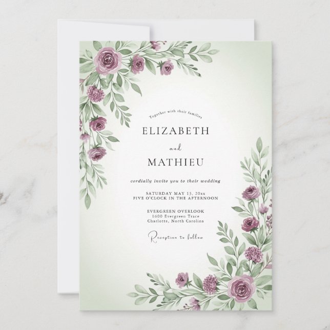Mauve Sage Tranquil Spring Wedding Einladung (Vorderseite)