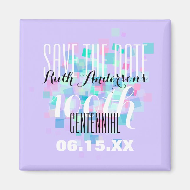 Mauve Save the Date Centennial Personalisiert Magn Magnet (Vorne)
