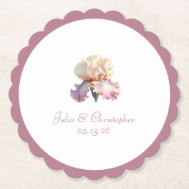 Mauve Scalloped Border, Blush Blume Hochzeit Untersetzer