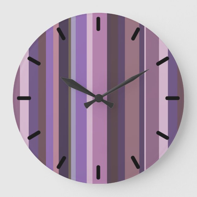 Mauve senkrechte Streifen Große Wanduhr (Vorderseite)