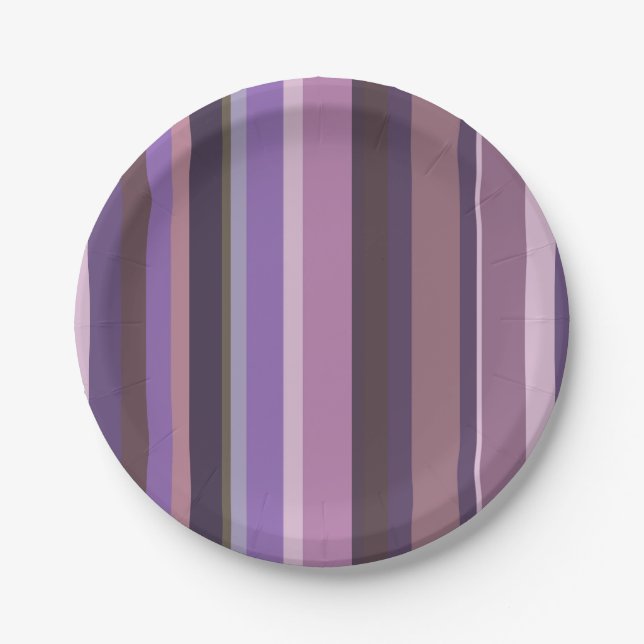 Mauve senkrechte Streifen Pappteller (Vorderseite)