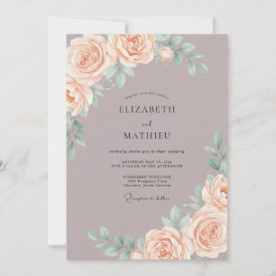 Mauve Serene Pfirsichblüten-Hochzeit Einladung