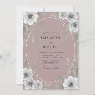 Mauve Serene Vintage-Hochzeit Einladung