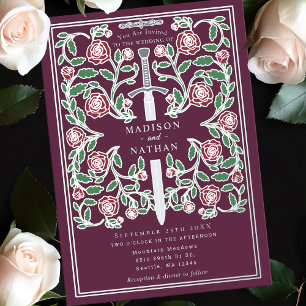 Mauve Silber Royal Schwert Mittelalterliche Fantas Folieneinladung