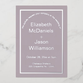 Mauve Simple Minimalistisch Wedding Einladung