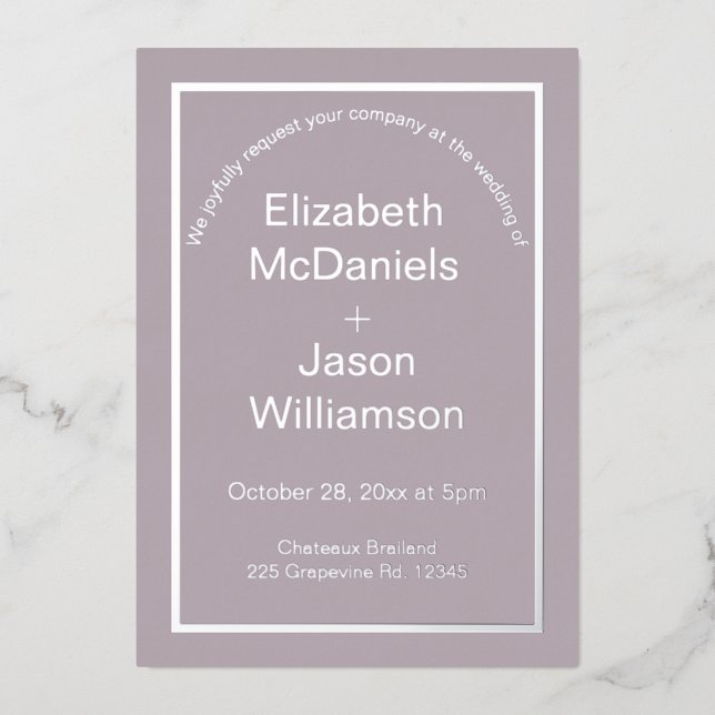 Mauve Simple Minimalistisch Wedding Einladung (Vorderseite)