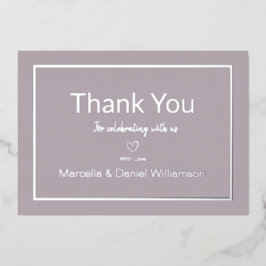 Mauve Simple Minimalistisch Wedding Vielen Dank Folieneinladung