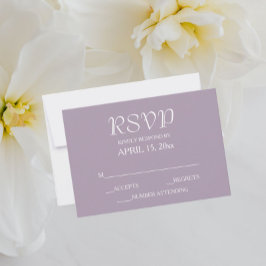 Mauve Simple Style Wedding RSVP Karte