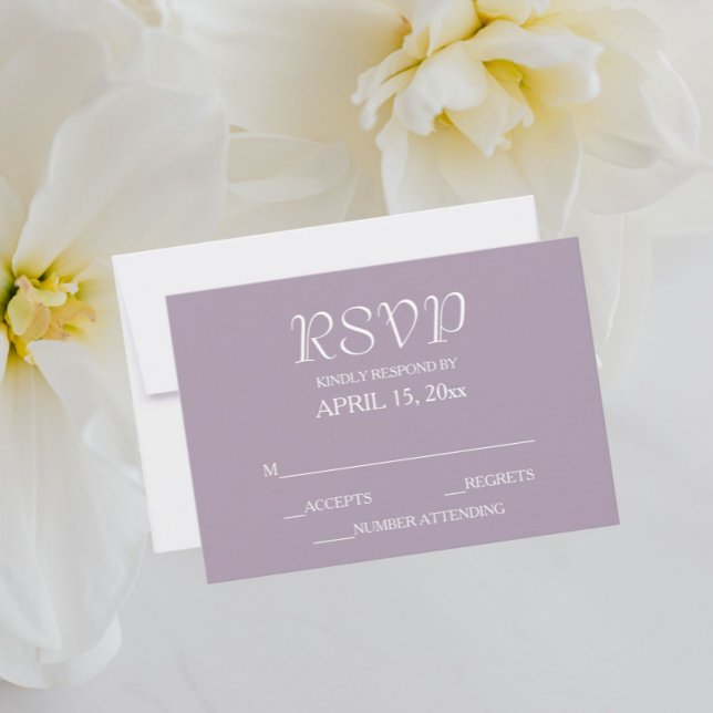 Mauve Simple Style Wedding RSVP Karte (In Situ Wedding)