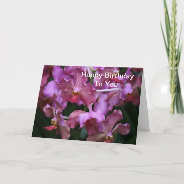 Mauve Singapore Orchid Birthday Card Karte (Vorderseite)