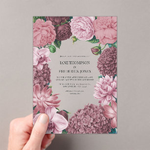 Mauve Smoke, Dusty Peony und Rosewater Clay Hochze Acryleinladungen