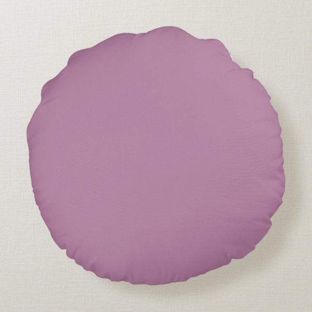 Mauve Solid Color Rundes Kissen (Rückseite)