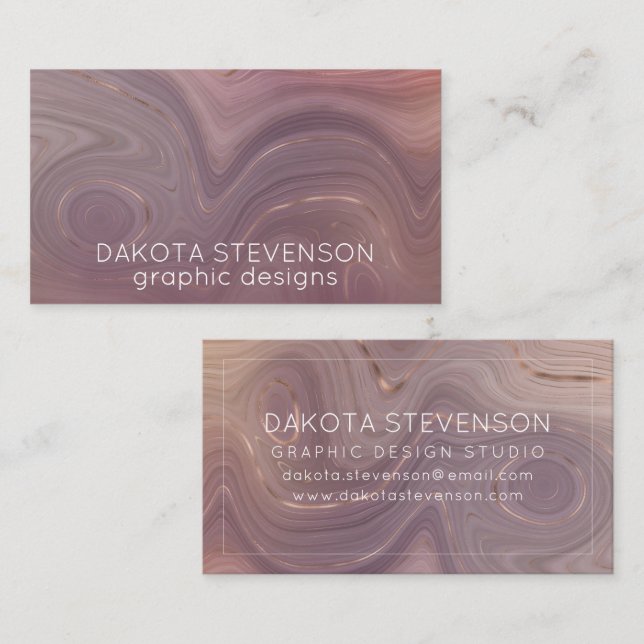 Mauve Strata | Dusty Pink Rose Gold Agate Visitenkarte (Vorne/Hinten)