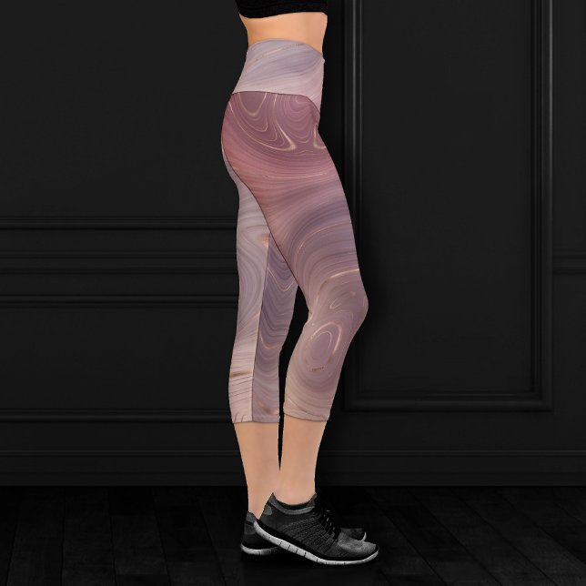 Mauve Strata | Dusty Pink und Rose Gold Agate Capri Leggings (Von Creator hochgeladen)