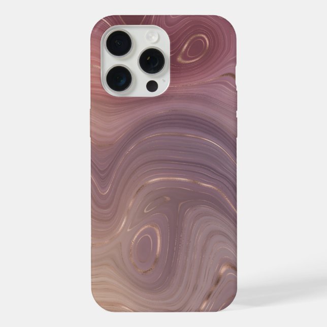 Mauve Strata | Dusty Pink und Rose Gold Agate iPhone Hülle (Rückseite)