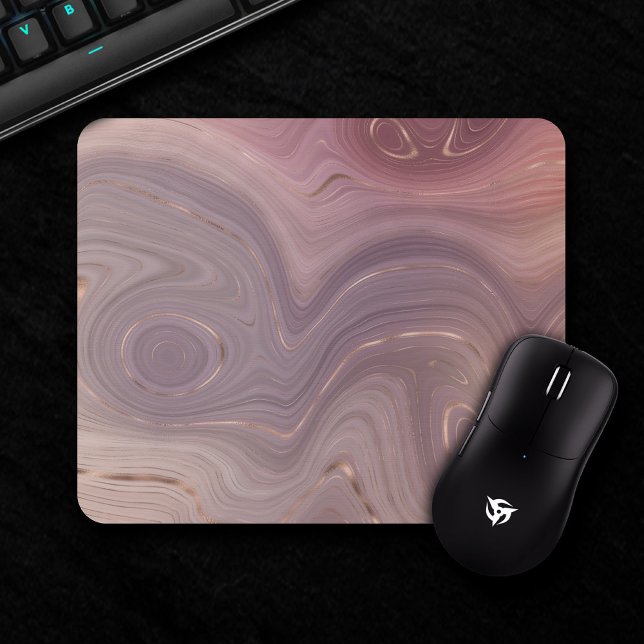 Mauve Strata | Dusty Pink und Rose Gold Agate Mousepad (Von Creator hochgeladen)