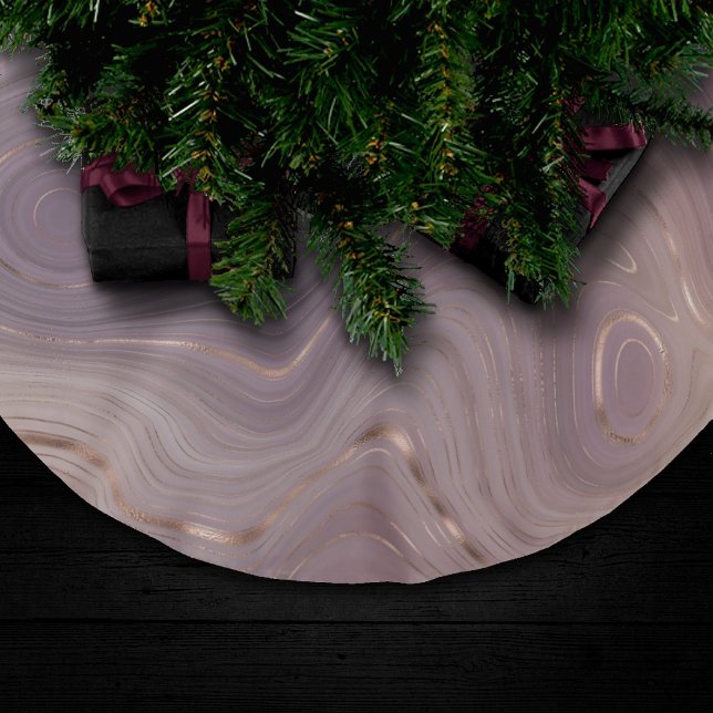 Mauve Strata | Dusty Pink und Rose Gold Agate Polyester Weihnachtsbaumdecke (Von Creator hochgeladen)