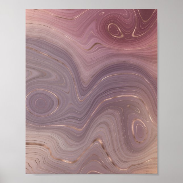 Mauve Strata | Dusty Pink und Rose Gold Agate Poster (Vorne)