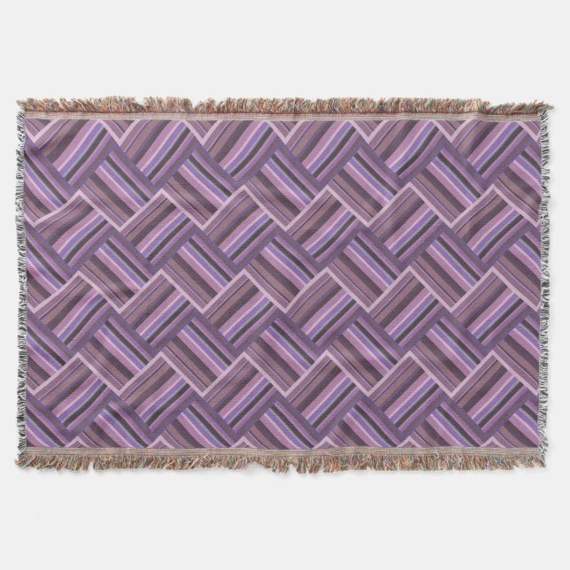 Mauve Streifen diagonales Webmuster Decke (Vorderseite)