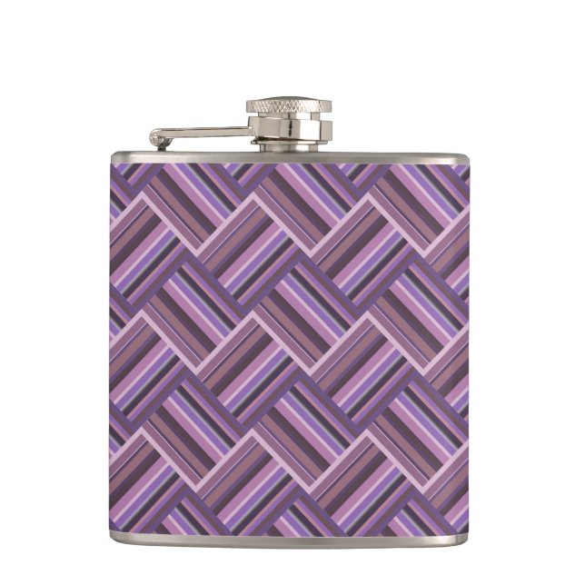 Mauve Streifen diagonales Webmuster Flachmann (Vorderseite)
