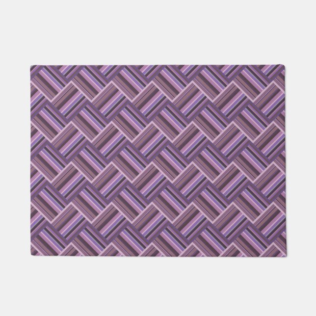 Mauve Streifen diagonales Webmuster Fußmatte (Vorderseite)