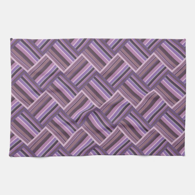 Mauve Streifen diagonales Webmuster Geschirrtuch (Horizontal)