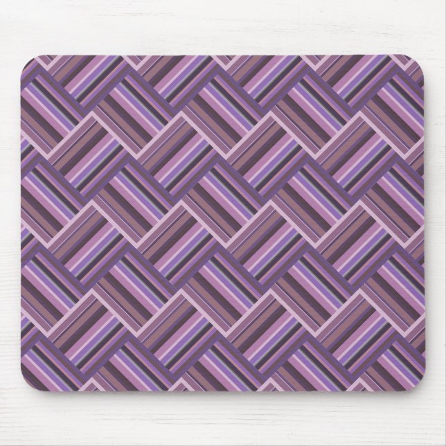 Mauve Streifen diagonales Webmuster Mousepad (Vorne)