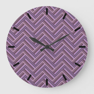 Mauve Streifen-Doppelwebermuster Große Wanduhr