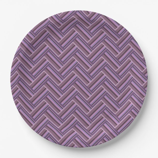 Mauve Streifen-Doppelwebermuster Pappteller (Vorderseite)