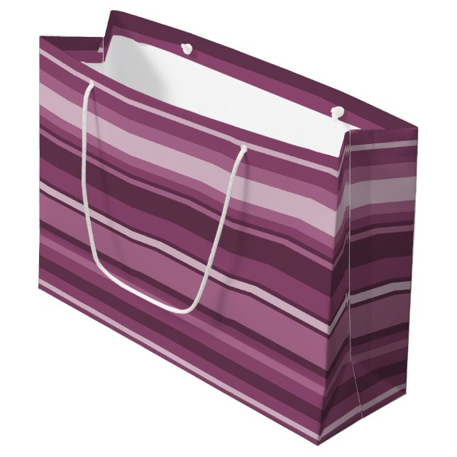 Mauve Streifen Große Geschenktüte (Vorderseite Schrägansicht)