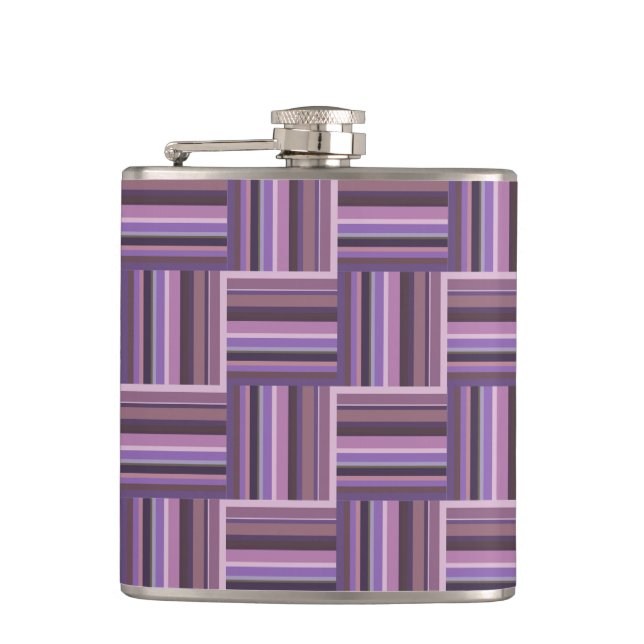 Mauve Streifen Webmuster Flachmann (Vorderseite)