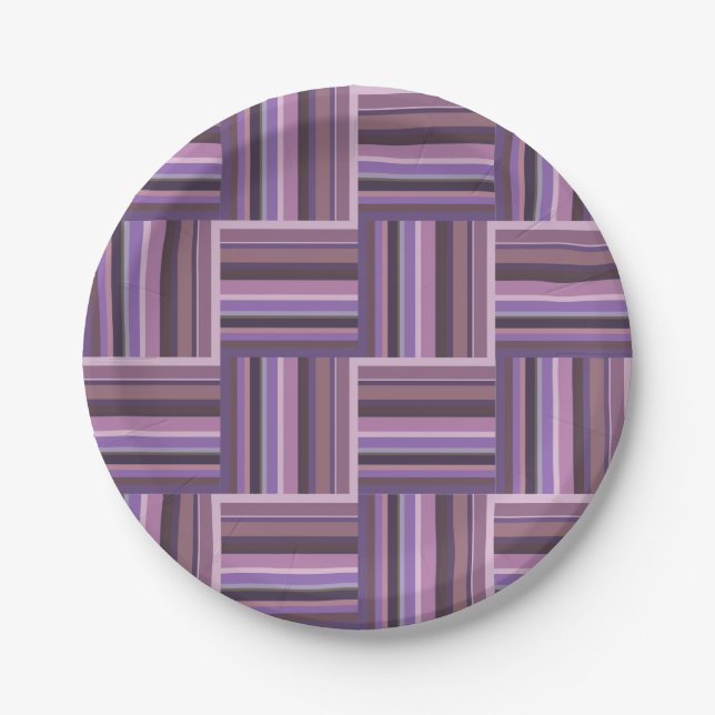 Mauve Streifen Webmuster Pappteller (Vorderseite)