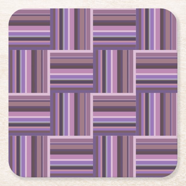 Mauve Streifen Webmuster Rechteckiger Pappuntersetzer (Vorderseite)