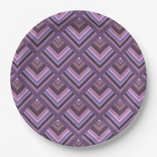 Mauve Stripes-Skalenmuster Pappteller (Vorderseite)