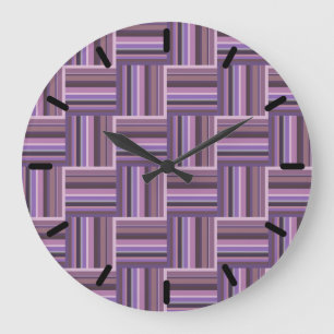 Mauve stripes weave pattern große wanduhr