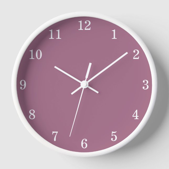 Mauve Stylish Minimalistisch Wall Clock Uhr (Vorderseite)