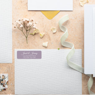 Mauve Stylized Names Wedding Rücksendeadresse