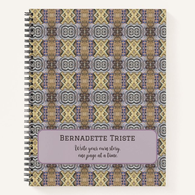 Mauve Tan Brown Geometric Seamless Pattern Notizbuch (Vorderseite)