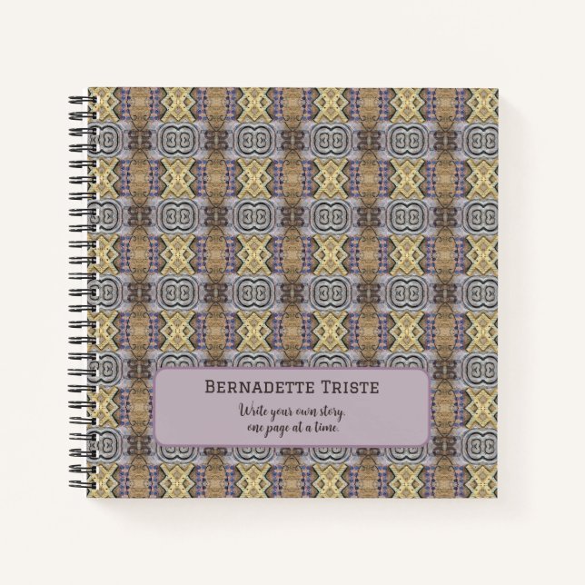 Mauve Tan Brown Geometric Seamless Pattern Notizbuch (Vorderseite)