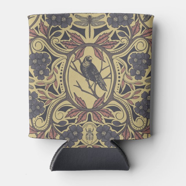 Mauve, Tan & Gray Crow & Dragonfly Dosenkühler (Vorderseite)