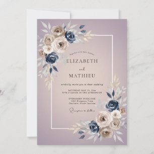 Mauve-Taupe-Rosen-Hochzeit Einladung