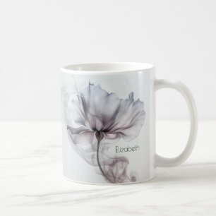 Mauve Transparent Haze Blume   Ihr Name Monogram Kaffeetasse