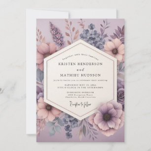 Mauve träumerische Floral-Hochzeit Einladung