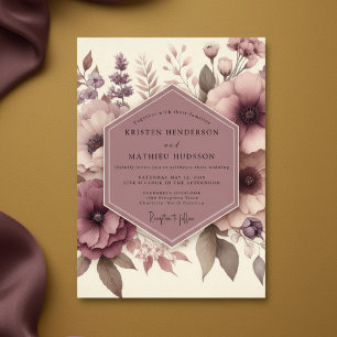 Mauve Überirdische Blütenhochzeit Einladung