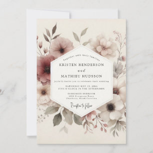 Mauve Überirdische Blütenhochzeit Einladung