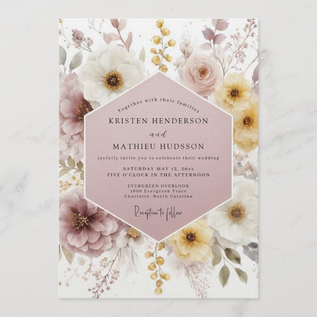 Mauve Überirdische Boho-Hochzeit Einladung (Vorderseite)