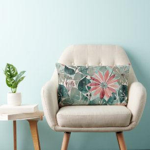 Mauve und Aquamarine Vintage Moderne Blume Lendenkissen