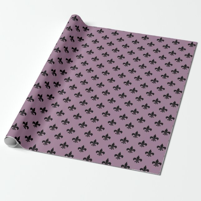 Mauve und Black Antique Lilie Paris Pattern Geschenkpapier (Ungerollt)