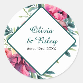 Mauve und Burgund Floral Wedding RSVP Runder Aufkleber