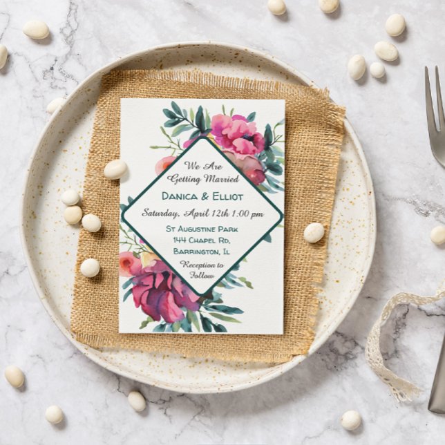 Mauve und Burgundy Floral Wedding Einladung (Von Creator hochgeladen)